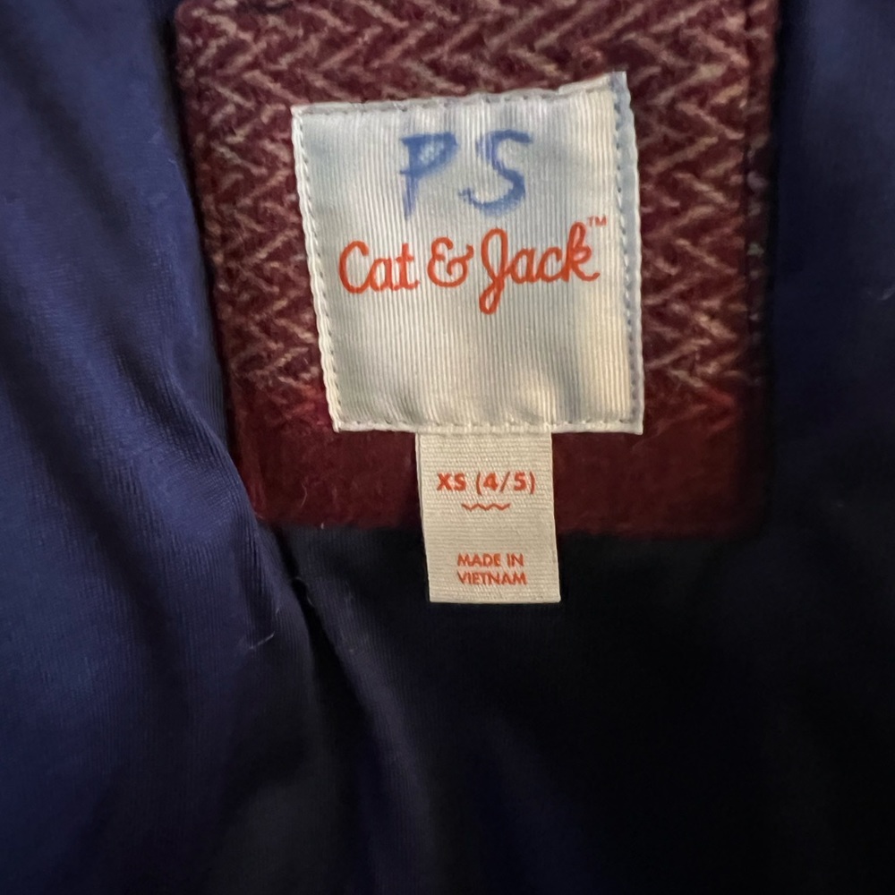 Cat and jack size 4/5 tartan plaid pea coat - Picture 3 of 4